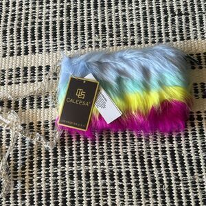 Caleesa Rainbown faux Fur Crossbody purse NWT